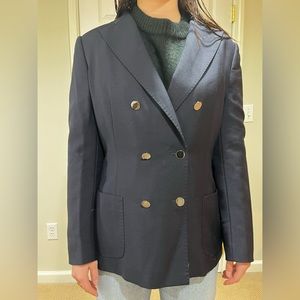 Max Mara Double Breasted Wool Blazer. Made in Italy. Size 10. Dark Navy